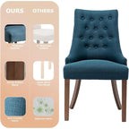 Lot de 2 chaises de salle à manger capitonnées avec dossier à oreilles, chaises d'appoint en tissu avec boutons touffetés