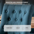 Lot de 2 chaises de salle à manger capitonnées avec dossier à oreilles, chaises d'appoint en tissu avec boutons touffetés
