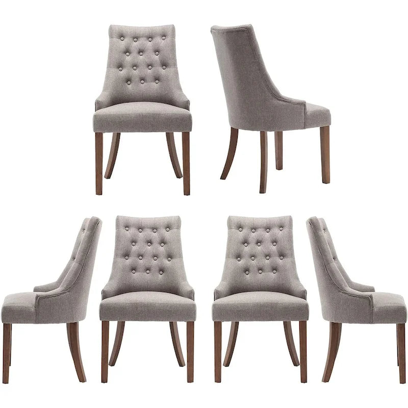 Lot de 2 chaises de salle à manger capitonnées avec dossier à oreilles, chaises d'appoint en tissu avec boutons touffetés