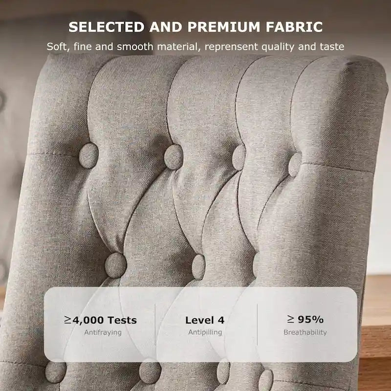 Lot de 2 chaises de salle à manger capitonnées avec dossier à oreilles, chaises d'appoint en tissu avec boutons touffetés