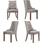 Lot de 2 chaises de salle à manger capitonnées avec dossier à oreilles, chaises d'appoint en tissu avec boutons touffetés