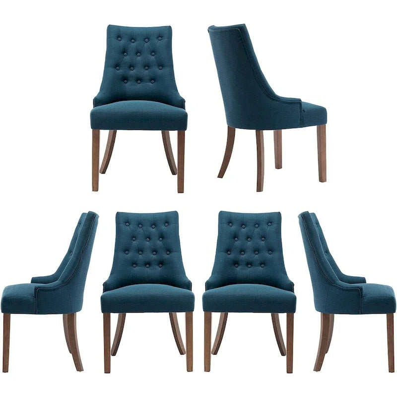 Lot de 2 chaises de salle à manger capitonnées avec dossier à oreilles, chaises d'appoint en tissu avec boutons touffetés
