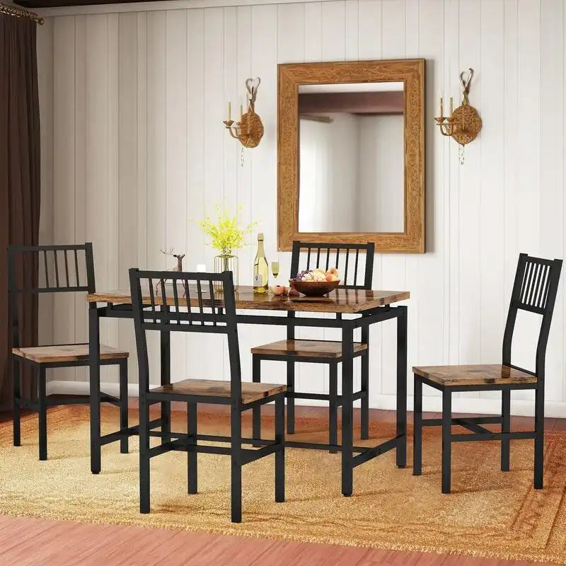 Set Tavolo da Pranzo e Sedie a 5 Pezzi, Set Tavolo da Pranzo Industriale Moderno, Dinette, Set da Pranzo Salvaspazio per Piccoli Ambienti, Pub