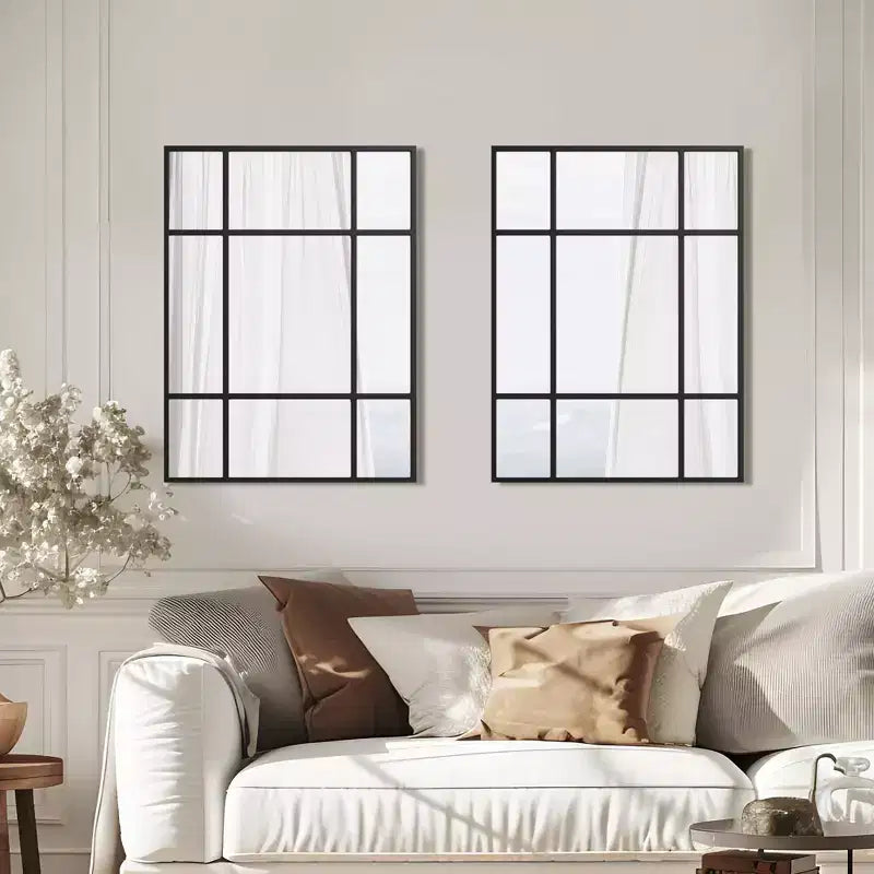 Specchio da parete rettangolare 39x30 con cornice per finestra, specchio da bagno nero