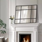 Specchio da parete rettangolare 39x30 con cornice per finestra, specchio da bagno nero