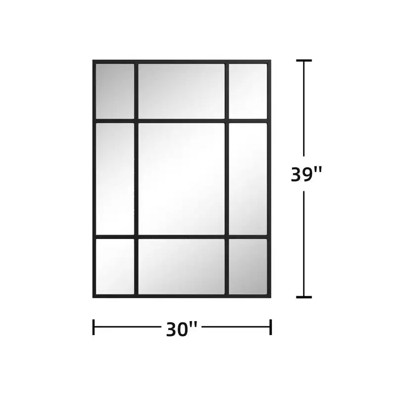 Specchio da parete rettangolare 39x30 con cornice per finestra, specchio da bagno nero