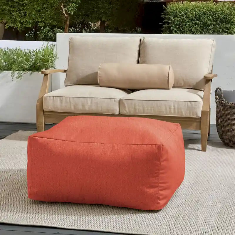 Sorra Home Sunbrella Outdoor Knife Edge Solid Bean Pouf