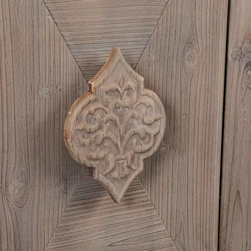 Credenza a Fiori Intagliati Stile Antico con Cassetti e Ante