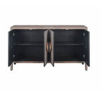 Credenza a Fiori Intagliati Stile Antico con Cassetti e Ante