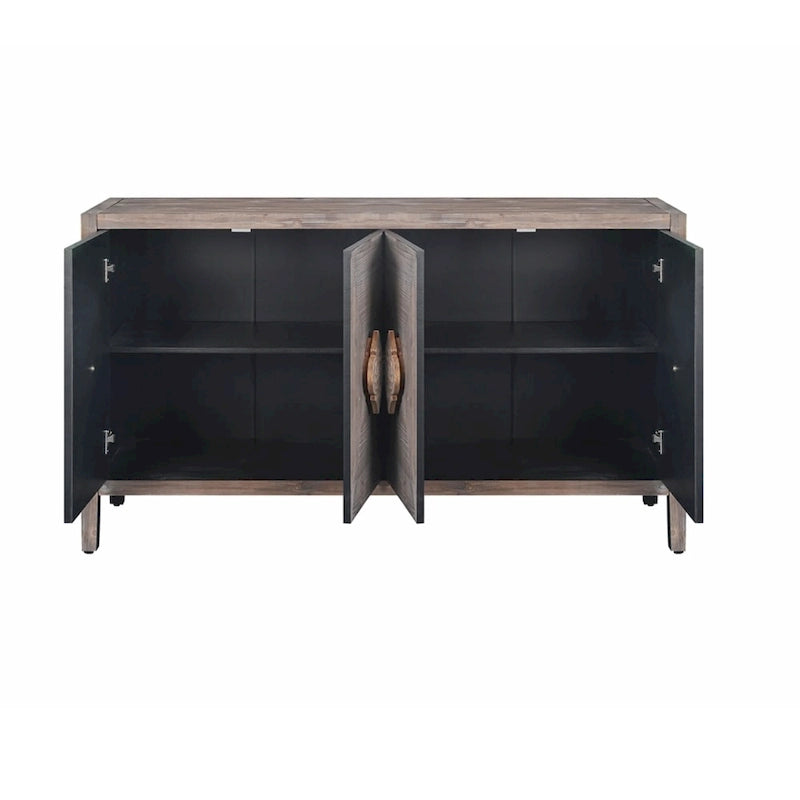 Credenza a Fiori Intagliati Stile Antico con Cassetti e Ante