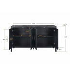 Credenza a Fiori Intagliati Stile Antico con Cassetti e Ante