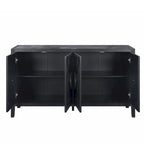 Credenza a Fiori Intagliati Stile Antico con Cassetti e Ante