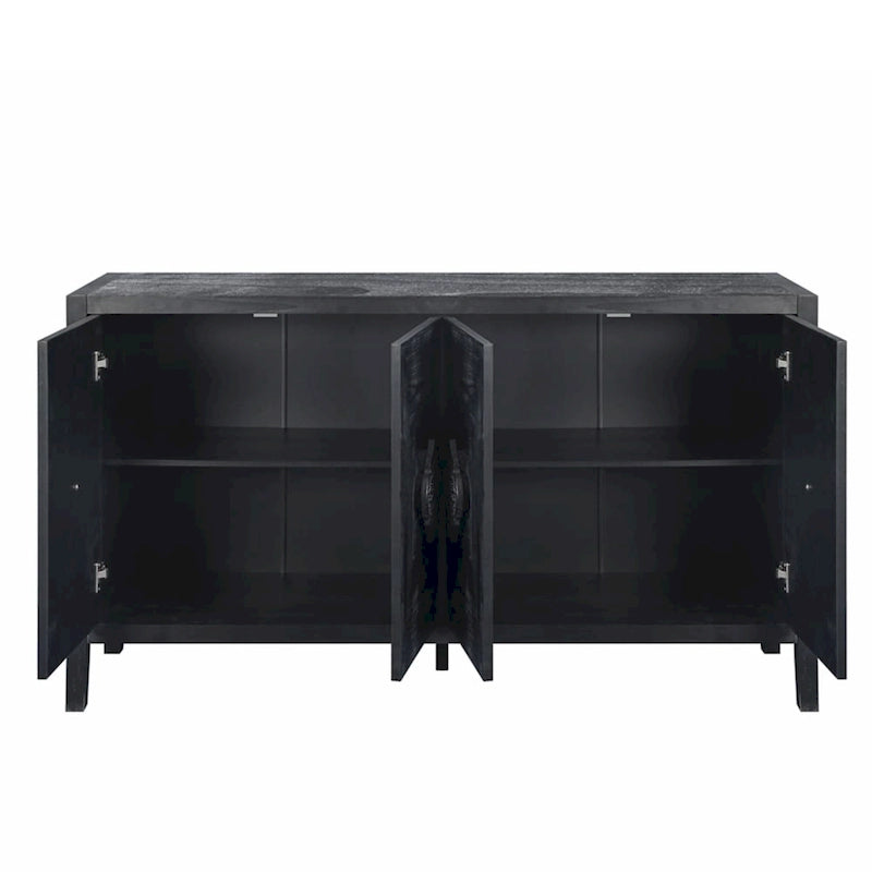 Credenza a Fiori Intagliati Stile Antico con Cassetti e Ante