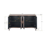 Credenza a Fiori Intagliati Stile Antico con Cassetti e Ante