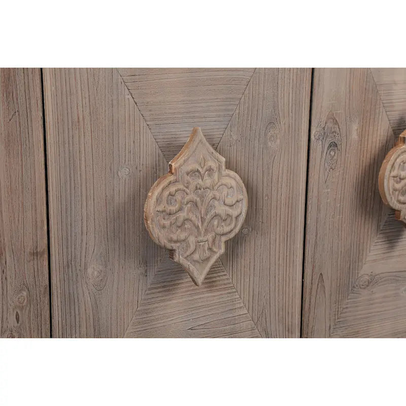 Credenza a Fiori Intagliati Stile Antico con Cassetti e Ante