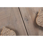 Credenza a Fiori Intagliati Stile Antico con Cassetti e Ante