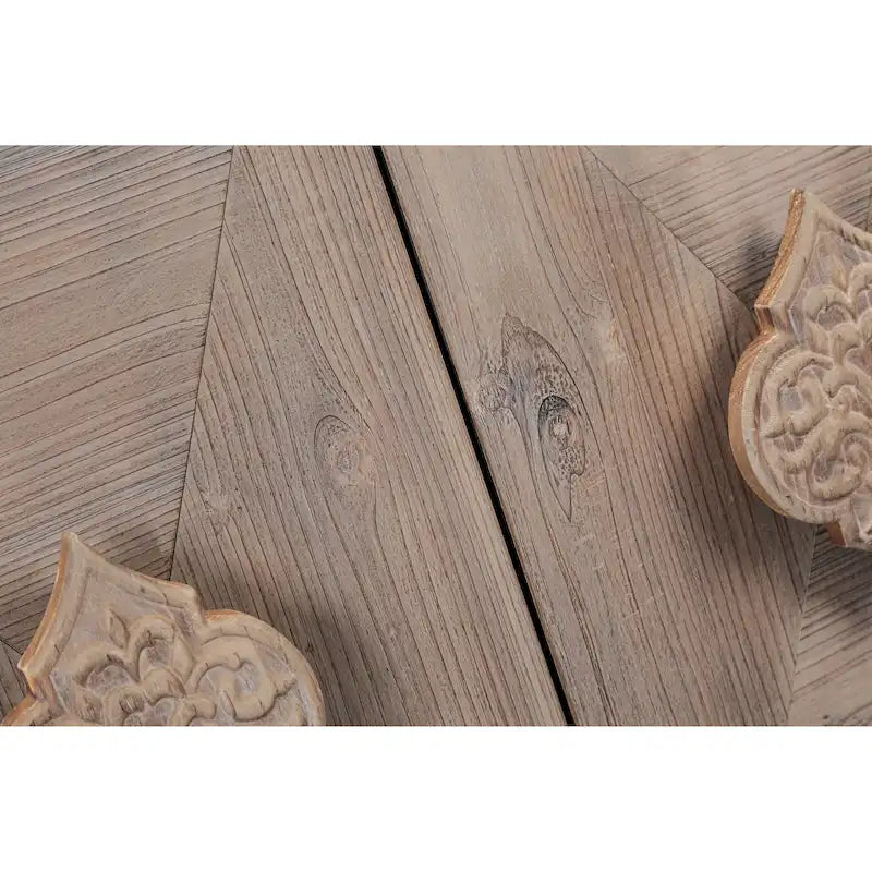 Credenza a Fiori Intagliati Stile Antico con Cassetti e Ante