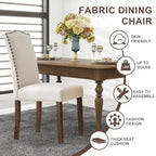 Set di 2/4/6 sedie da pranzo, sedia da sala da pranzo moderna imbottita di fascia alta con schienale borchiato, gambe in legno massello, sedia laterale in tessuto