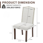 Set di 2/4/6 sedie da pranzo, sedia da sala da pranzo moderna imbottita di fascia alta con schienale borchiato, gambe in legno massello, sedia laterale in tessuto