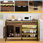 Moasis 55 Mobile Bar Industriale con Luci a LED e Prese di Corrente - 139,7L x 39,8W x 74,9H cm