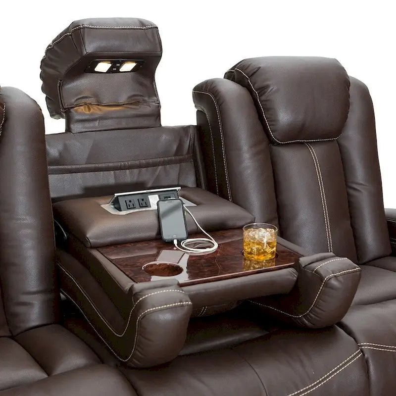 Canapé inclinable électrique en cuir marron Seatcraft Republic pour cinéma maison