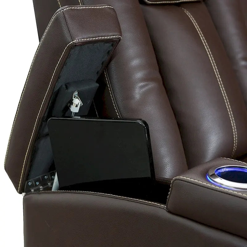 Canapé inclinable électrique en cuir marron Seatcraft Republic pour cinéma maison