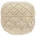18 Solid Cream Macrame Round Handmade Natural Cotton Pouf