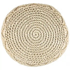 Pouf rond en macramé 18 couleurs crème unies, fait main en coton naturel
