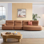 Canapé sectionnel incurvé en cuir pour salon, ensemble de canapés 4 places rembourrés