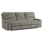 Neo Divano Doppio Reclinabile Manuale da 99 Pollici, 3 Posti in Morbido Tessuto Chenille Grigio