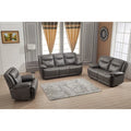Set Soggiorno Reclinabile in 3 Pezzi in Pelle Rigenerata Betsy Furniture, Divano, Divanetto e Poltrona Girevole
