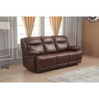 Set Soggiorno Reclinabile in 3 Pezzi in Pelle Rigenerata Betsy Furniture, Divano, Divanetto e Poltrona Girevole