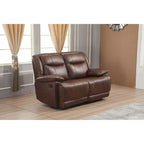 Set Soggiorno Reclinabile in 3 Pezzi in Pelle Rigenerata Betsy Furniture, Divano, Divanetto e Poltrona Girevole