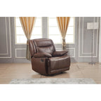 Set Soggiorno Reclinabile in 3 Pezzi in Pelle Rigenerata Betsy Furniture, Divano, Divanetto e Poltrona Girevole