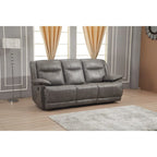 Set Soggiorno Reclinabile in 3 Pezzi in Pelle Rigenerata Betsy Furniture, Divano, Divanetto e Poltrona Girevole