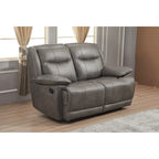 Set Soggiorno Reclinabile in 3 Pezzi in Pelle Rigenerata Betsy Furniture, Divano, Divanetto e Poltrona Girevole