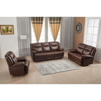 Set Soggiorno Reclinabile in 3 Pezzi in Pelle Rigenerata Betsy Furniture, Divano, Divanetto e Poltrona Girevole