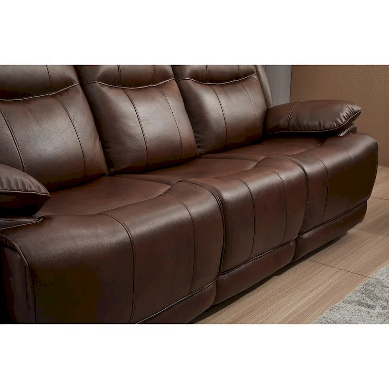 Set Soggiorno Reclinabile in 3 Pezzi in Pelle Rigenerata Betsy Furniture, Divano, Divanetto e Poltrona Girevole