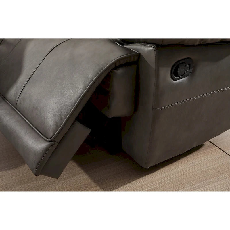 Set Soggiorno Reclinabile in 3 Pezzi in Pelle Rigenerata Betsy Furniture, Divano, Divanetto e Poltrona Girevole