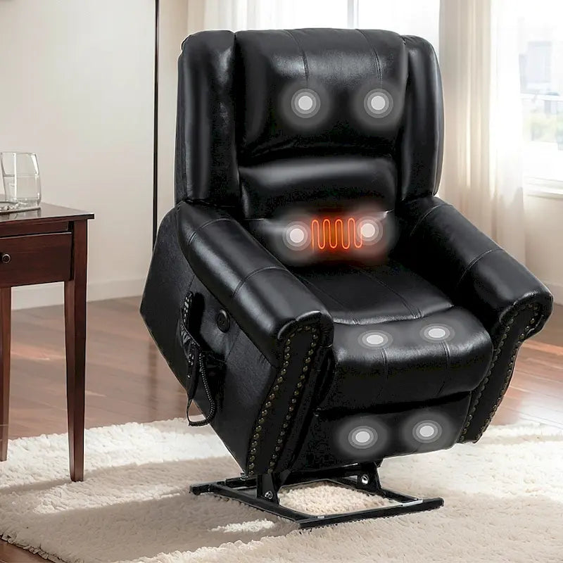 Fauteuils inclinables releveurs en cuir véritable à deux moteurs, massage et chauffage, ports USB