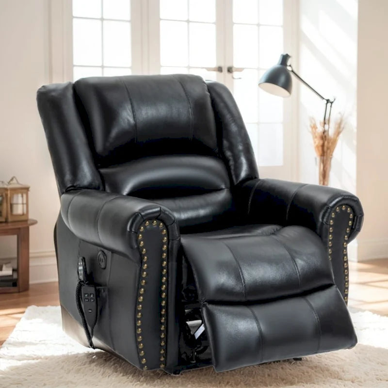 Fauteuils inclinables releveurs en cuir véritable à deux moteurs, massage et chauffage, ports USB