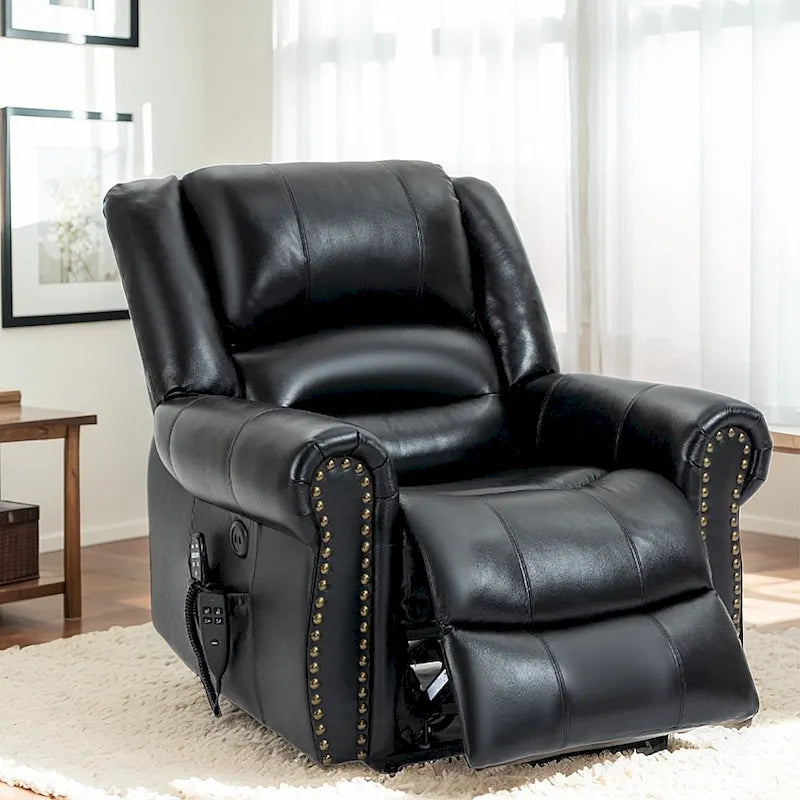 Fauteuils inclinables releveurs en cuir véritable à deux moteurs, massage et chauffage, ports USB