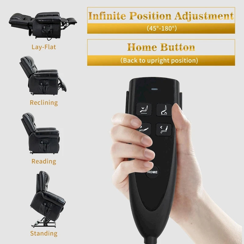 Fauteuils inclinables releveurs en cuir véritable à deux moteurs, massage et chauffage, ports USB