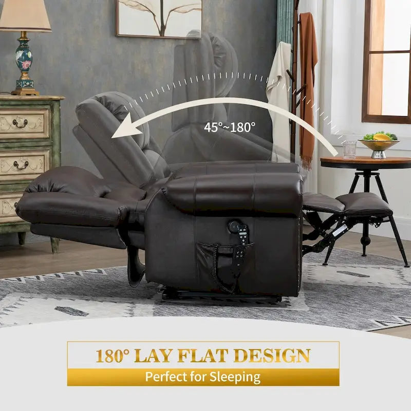 Fauteuils inclinables releveurs en cuir véritable à deux moteurs, massage et chauffage, ports USB
