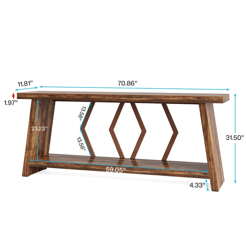 Tavolo consolle da divano in legno da 180 cm per ingresso