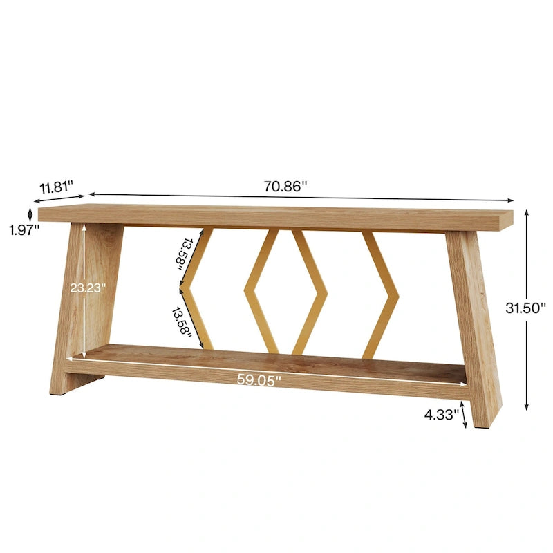 Tavolo consolle da divano in legno da 180 cm per ingresso