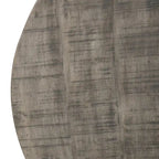 Tavolino rotondo da 36 pollici, a forma di tamburo fatto a mano, legno di mango con finitura grigio oliva