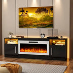 Mobile TV Bossin 70" con caminetto elettrico 36", Mobile TV per televisori fino a 80", 16 colori LED/Centro di intrattenimento