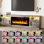 Mobile TV Bossin 70" con caminetto elettrico 36", Mobile TV per televisori fino a 80", 16 colori LED/Centro di intrattenimento