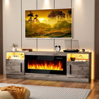 Mobile TV Bossin 70" con caminetto elettrico 36", Mobile TV per televisori fino a 80", 16 colori LED/Centro di intrattenimento